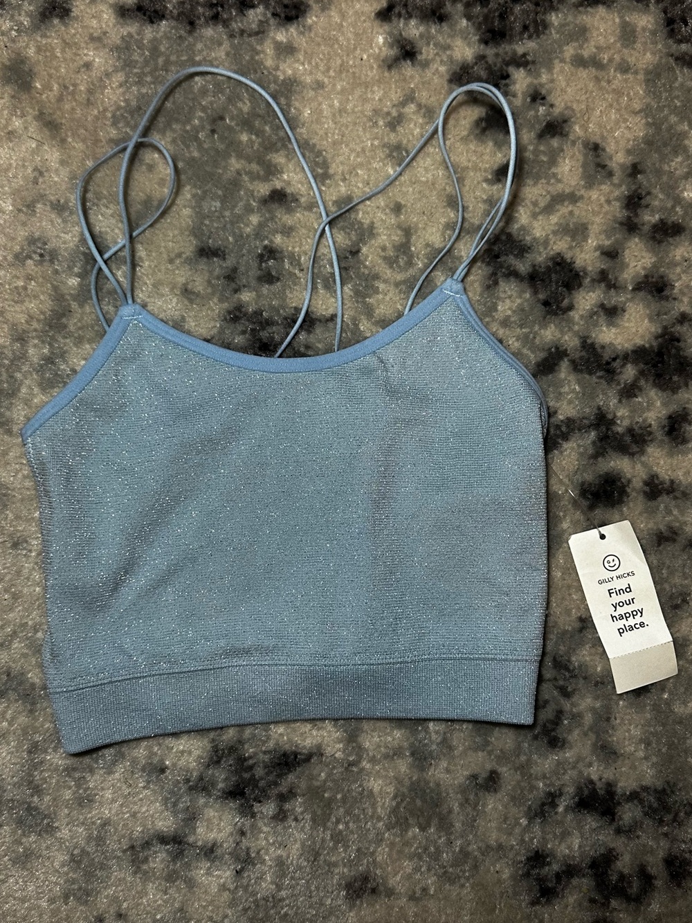 NWT Gilly Hicks Ice Blue Shimmer Crop Tank Top